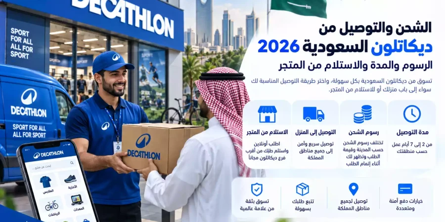 الشحن والتوصيل من ديكاتلون السعودية 2026 | الرسوم والمدة والاستلام من المتجر