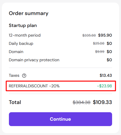 تخفيض هوستنجر على باقة Cloud Startup